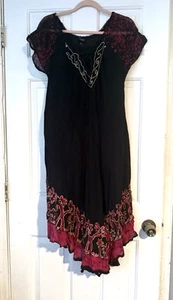 Fashion Force Dress Boho Popover Beach Cover Up Sundress Free Size Hippie OS NWT - Picture 1 of 11