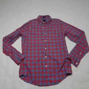 J. Rundhalsausschnitt Größe Small Langarm kariert Karo Knopfleiste Baumwolle Slim Fit Hemd - Bild 1 von 8