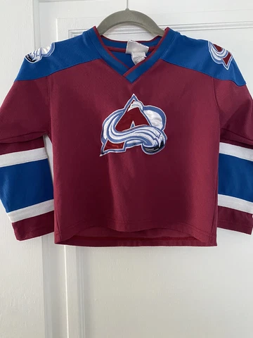 Vintage Colorado Avalanche Jersey #21 Peter Forsberg Kids 6 Embroidered Front Cover
