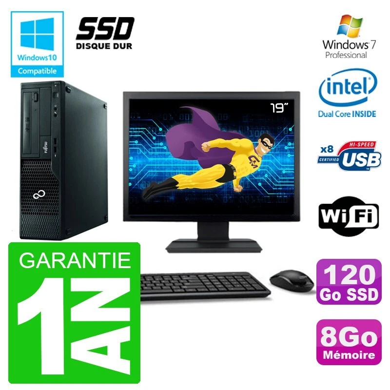 PC Fujitsu Esprimo E500 E85+Dt Pantalla 19" G640 RAM 8Go SSD 120Go DVD Wifi W7 - Imagen 1 de 1