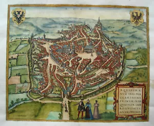 Aachen Aich gesuchte Erstausgabe des Braun und Hogenberg Kupferstich 1580 RRR - Picture 1 of 5