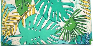 Essential Home Tropical Green Yellow Leaf Leaves Cotton Table Runner 13"x36" - Picture 1 of 4