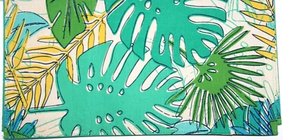 Essential Home Tropical Green Yellow Leaf Leaves Cotton Table Runner 13"x36" - Image 1 of 4