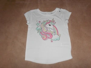 NEW, GIRLS SPARKLY UNICORN SHORT SLEEVE TEE, SIZE XS (4) - Picture 1 of 2