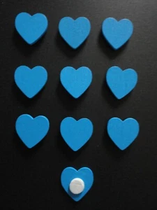 Adhesive Wooden Blue Heart - Pkt 10 - Picture 1 of 1