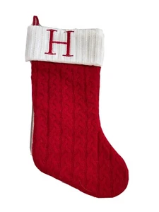 19 In Monogram Letter H Red Knitted Christmas Stocking - Picture 1 of 1