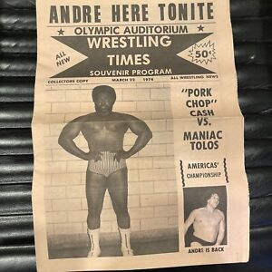 original Vintage Wrestling Olympic auditorium program Andre The Giant 1974