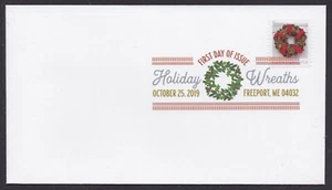 US 5425 Holiday Wreaths Red Ribbon DCP FDC 2019 - Picture 1 of 1