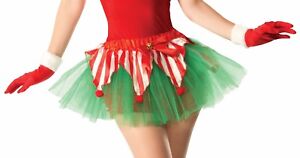 Candy Cane Tutu Christmas Crinoline Elf Red Green Adult Womens Costume Accessory