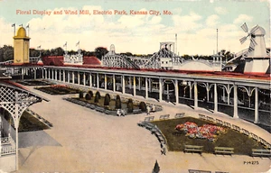 Montaña rusa Wind Mill ElectricPark Kansas City MO 1912 postal parque de atracciones - Imagen 1 de 2