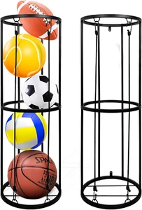 Garage Ball Storage Rack, Wall-Mounted Basketball Holder, Vertical Ball Rack for - Picture 1 of 12