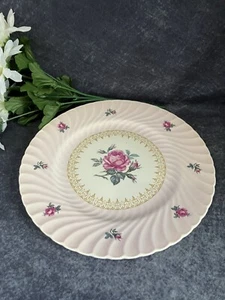 Vintage 50s Burgess & Leigh Pink plate ROSE pattern 25cm/9.9in - Foto 1 di 7