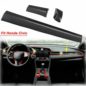 Carbon Fiber Style Center Dashboard Panel Cover For Honda Civic 2016-2021 - Picture 1 of 11