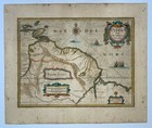 GUIANA AMAZONIA 1635 WILLEM BLAEU DUŻA ANTYCZNA GRAWEROWANA MAPA 17e WIEK