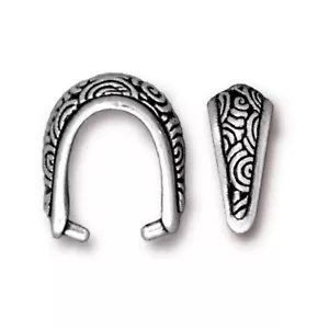 TierraCast Small Spiral Pinch Bails, Antiqued Silver Plated Pewter (Pkg. of 4) - Picture 1 of 1