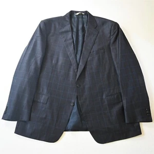 Samuelsohn 48R Blue Check Plaid Wool Mens Blazer Suit Jacket Sport Coat - Picture 1 of 12