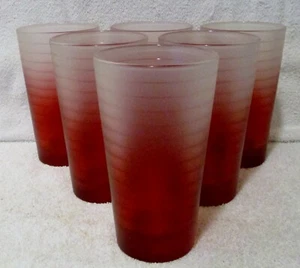 Set of 6 TGI Fridays Red Ombre Restaurant Commercial Drinking Glasses - Picture 1 of 10
