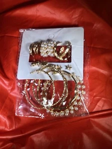 Lote de 9 Pendientes Argolla Tono Oro Surtidos Variedad Mixta Nuevos - Imagen 1 de 1