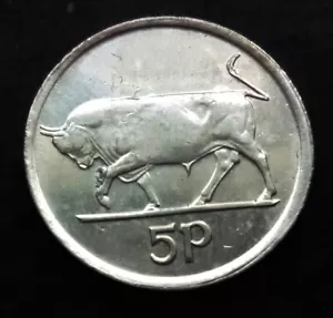 Irland 1996 | FEHLER | Irish 5p | Five Pence | Bull | KM.28 | High Grade - Bild 1 von 2