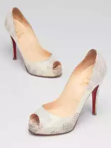 Christian Louboutin White/Grey Python Very Prive 120 Pumps Size 5/35.5 - Picture 1 of 4