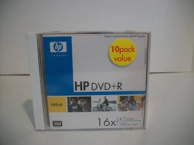 10 Pack HP  DVD+R  Blank Media Discs  4.7 GB/120min. **FACTORY SEALED** - Image 1 of 2
