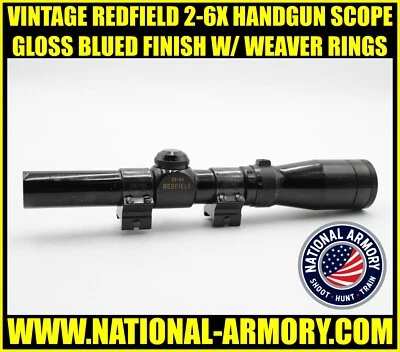 DE COLECCIÓN REDFIELD 2-6X MIRA TELESCÓPICA PISTOLA ACABADO AZULADO BRILLANTE CON ANILLOS TEJEDORES (BIN S69) Foto 1 de 4