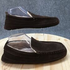 Eddie Bauer Slippers Mens 9.5-10.5 Jesse Moccasin Brown Suede Comfort Square Toe