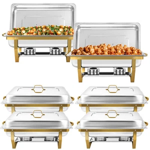 Chafing Dish Buffet Set Chafing Dishes für Buffet 8 Quart Rollrand Gold 6er Pack - Bild 1 von 6