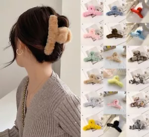 Women Plush Hair Claw Clip Accessories Crab Hairpin Faux Fur Barrettes Headwear - Picture 1 of 21