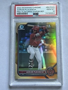 2022 1st Bowman Chrome Yellow /Orange Vapor Ref 58/75 Adrian Placencia PSA 10 - Picture 1 of 3