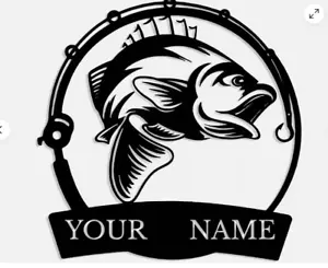 Personalized Fishing Angler Bass Fish Decor Metal Sign Indoor/Outdoor Custom New - Picture 1 of 3