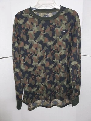 XTEK Woodland Green & Black Camo Base Layer Crew top Men's L - Image 1 of 3