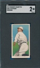 SGC 2 GOOD T206 CY SEYMOUR THROWING 1910 PIEDMONT GRADED DATE STAMP BACK *TPHLC