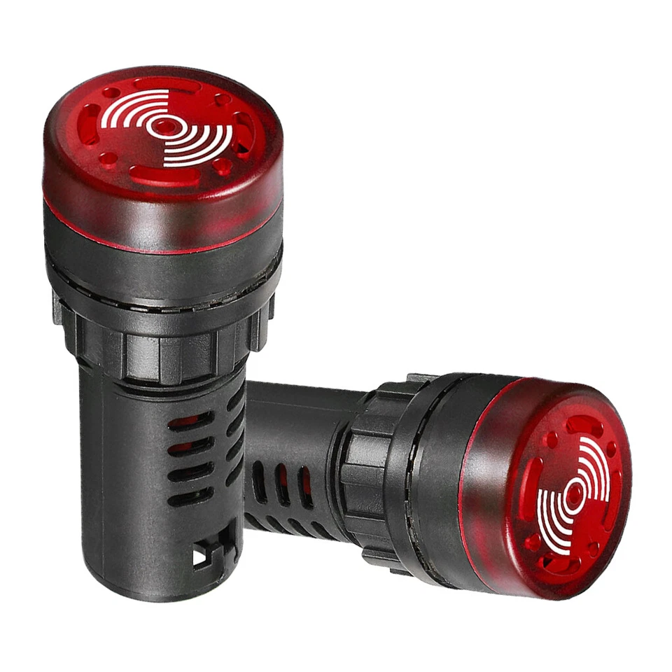 2 Pack 22mm 12V AC/DC Red LED Flashing Buzzer Pilot Panel Indicator Light Lamp - Image 1 of 4