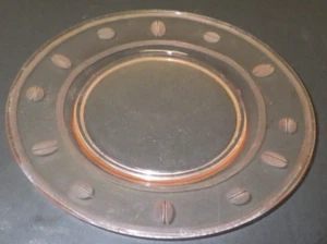 Vertiefung Glas Rosa Brot/Butter Teller Grau Schliff Bänder/Linien & Punkte 61/4" - Bild 1 von 3