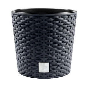 Blumentopf Blumenkübel Rattanoptik Übertopf Pflanzkübel Round 40cm Anthrazit - Bild 1 von 6