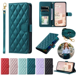 For Samsung S10+/S20+/S21+ FE Ultra Slim Leather Wallet Case Lanyard Flip Cover - Picture 1 of 42