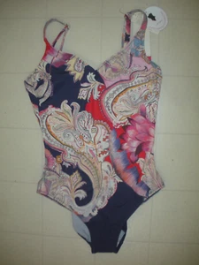 GOTTEX Multicolor Kashmir Paisley 1 Pc V Neck Underwire Style Swimsuit Sz 12 NWT - Picture 1 of 2