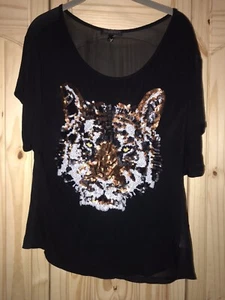 Urban Hearts Sequined Tiger Shirt Sz L LSU Auburn - Picture 1 of 3