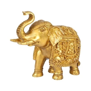 Messing Graviert Elefant Fengsui Vastu Idol Figurinen Statue Für Heim Dekor - Picture 1 of 5