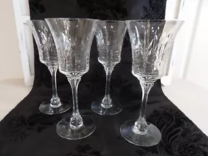 Atemberaubendes Set (4) Heisey Danish Princess Cut Kristall 8" Wasser Weingläser - Bild 1 von 8