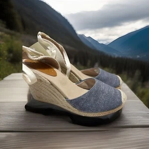 Roxy Damenschuhe 8 Sandaletten Denim Riemchen Freizeit Keilabsatz Espadrille blau - Bild 1 von 10