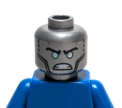 Lego - Minifigure Head - Silver Grey / Gray, Robot, Frown - Image 1 of 2