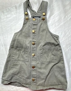 DKNY Bibbed Denim Khaki Short Dress 5 - Picture 1 of 5