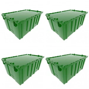 Plastic Storage Container Organizer Shipping Tote Stackable Bins with Hinged Lid - Bild 1 von 6