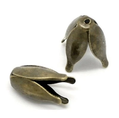Paquete de 20 TAPAS DE CUENTAS DE FLORES DE BRONCE 1/2" (13 x 8 mm) fornituras (18380) Foto 1 de 2