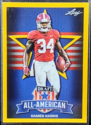 2019 Leaf Draft All-American Damien Harris RC Gold #77 Alabama Crimson Tide - Image 1 of 2