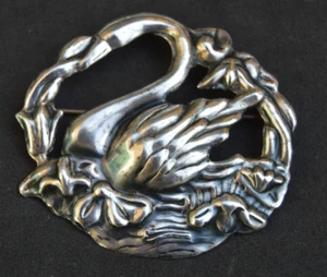 Spilla vintage grande in argento sterling con cigno - Foto 1 di 5
