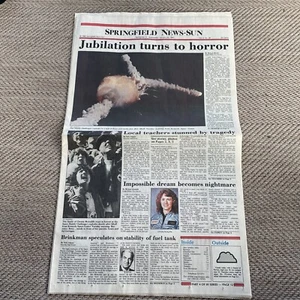 Vintage 29. Januar 1986 Springfield News Sun Paper Challenger Explosion Ohio - Bild 1 von 4