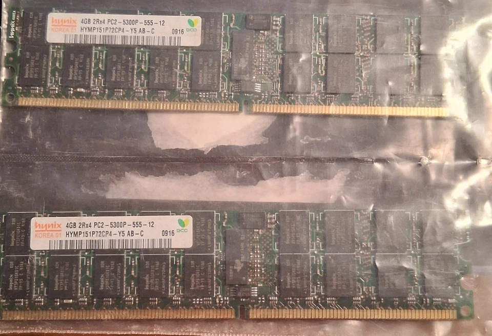 8GB HYNIX PC2-5300P DDR2 ECC HYMP151P72CP4 RAM Kit 2x 4GB - Image 1 of 1
